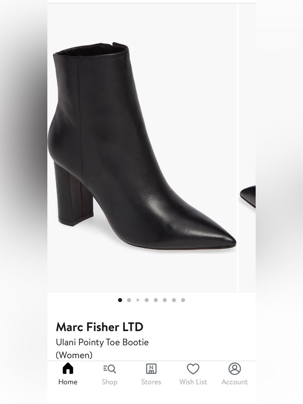 Marc Fisher Ulani Black Pointed Toe Block Heel Ankle Boot 6.5